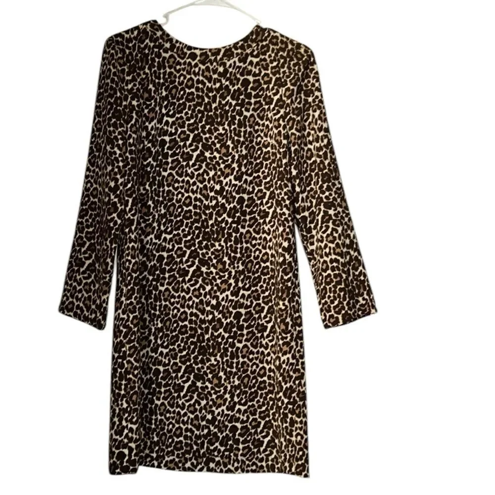 Jcrew Brown & Tan Leopard Print Shift Dress(Size 2)